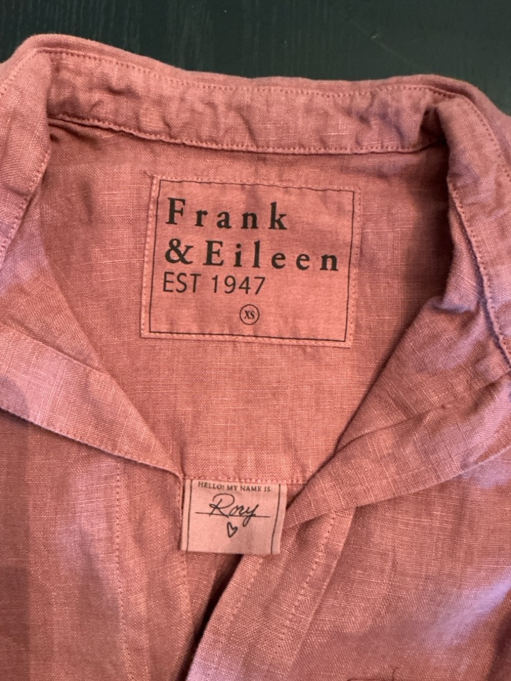 NWOT Size xs.  Frank & Eileen Linen Midi shirt dress in Dusty Rose. - Picture 8 of 8
